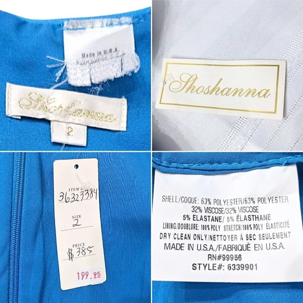 NWT SHOSHANNA Davie Cerulean Crepe Fit & Flare Mini Dress Size 2
